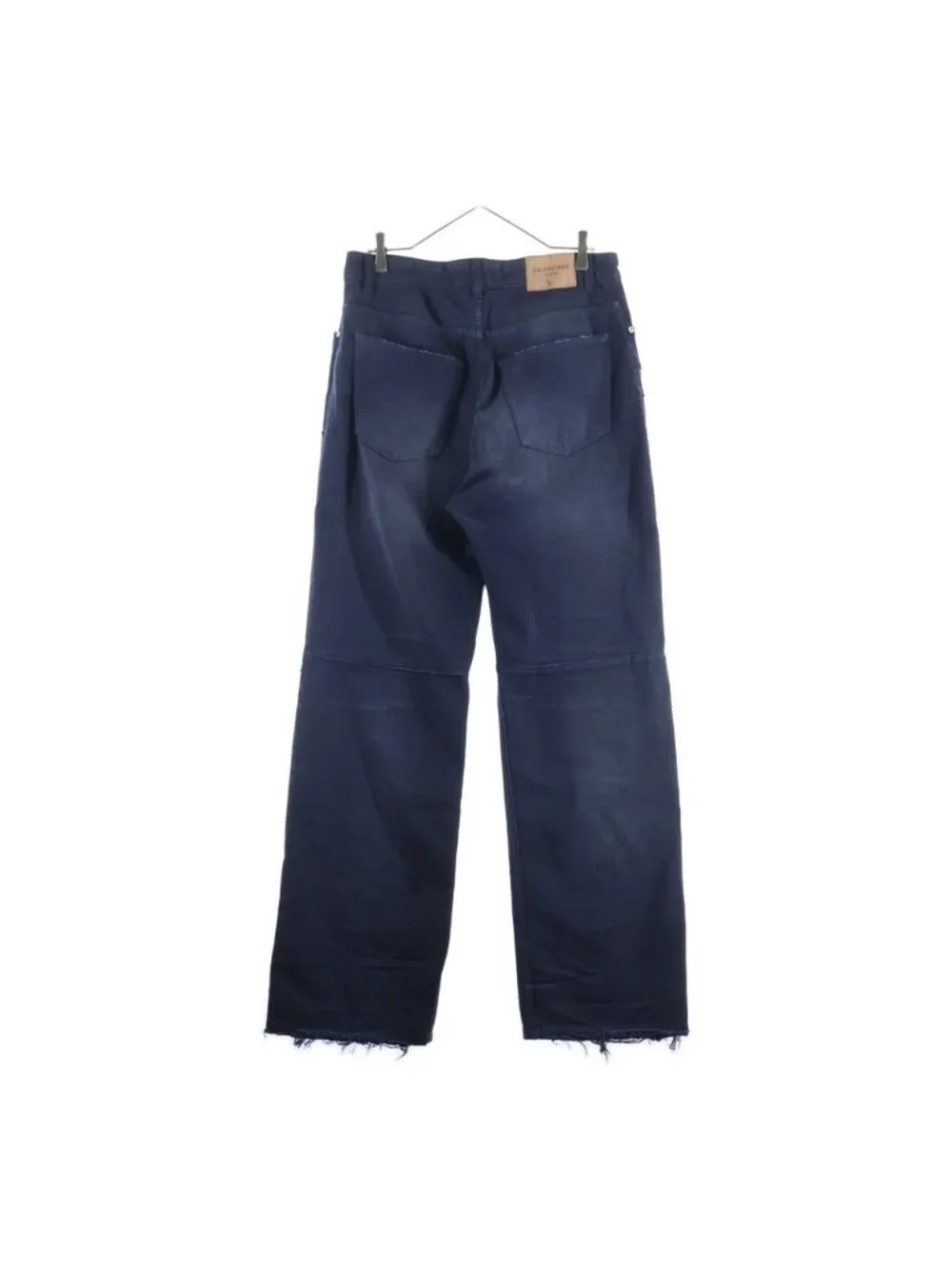 Balenciaga Curved Knee Pants Distressed Denim Blue